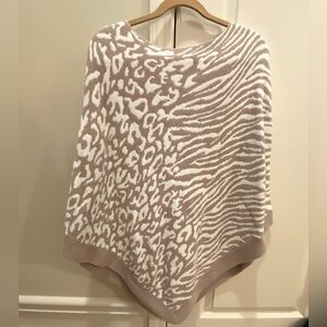 Barefoot Dreams CozyChic Ultra Lite Ocean Breeze Poncho Faded Rose-Animal Print